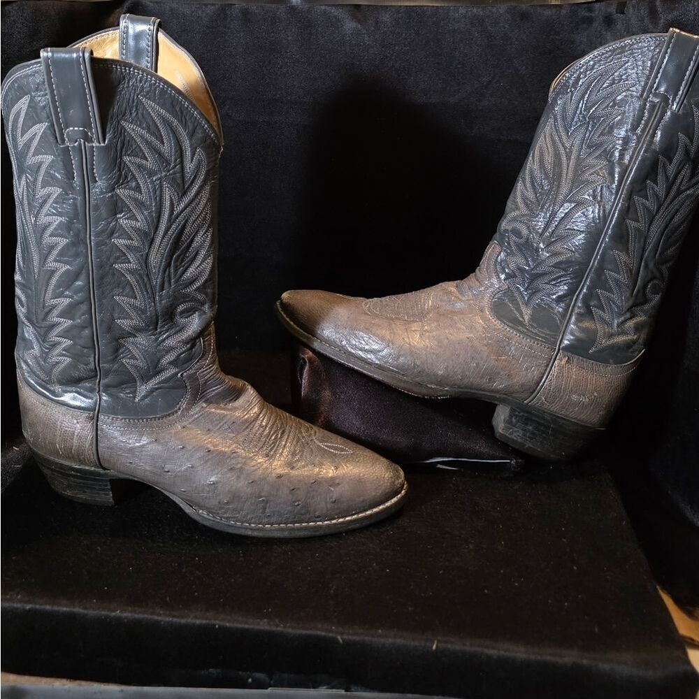 Justin Boots Gray Ostrich Mens 8.5